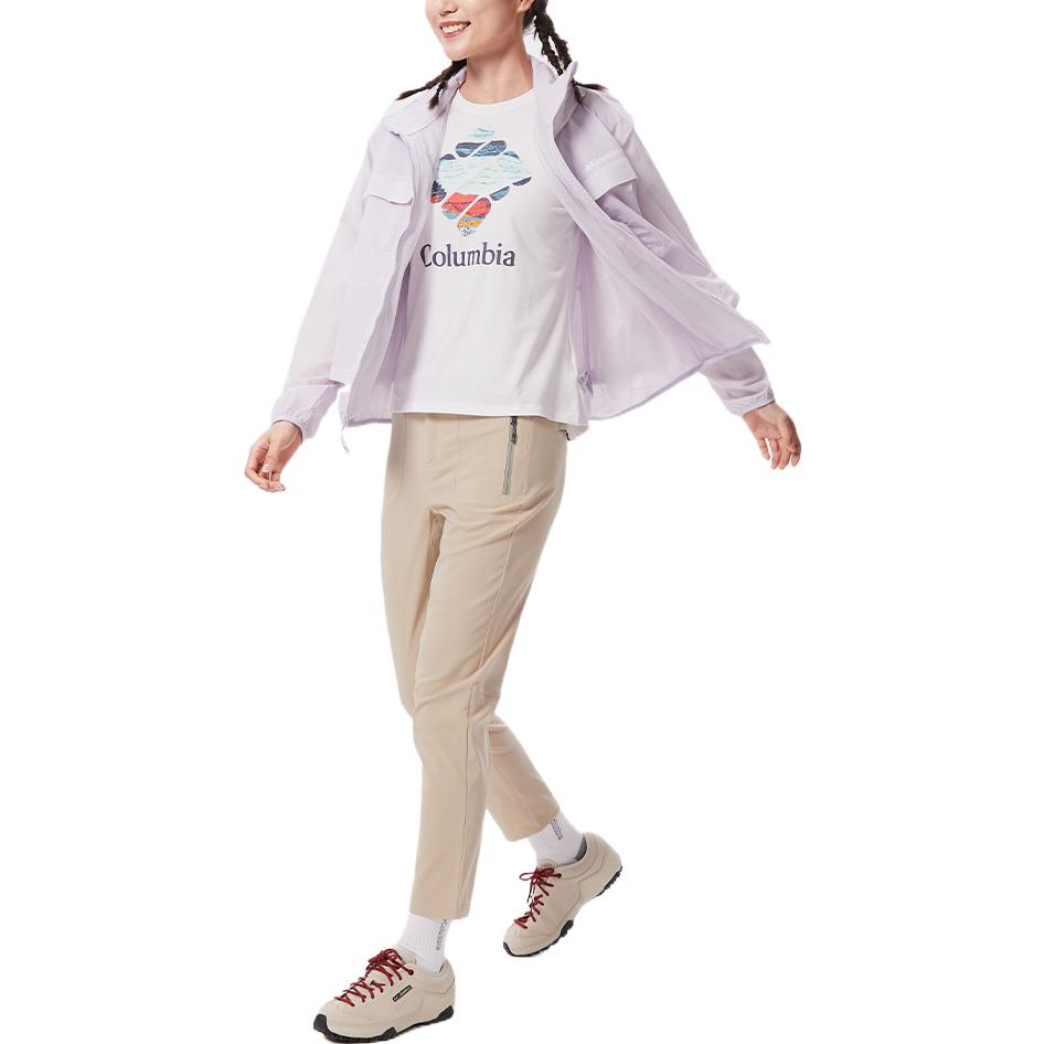 Columbia Solid Color Logo Print Zipper Hooded Outdoor Windproof UV Protection Jacket Women jackets Purple WL7662-568