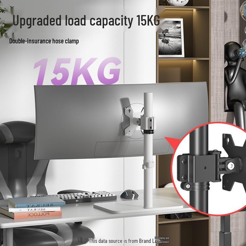 White Adjustable No-Drill Desktop Monitor Stand with Rotation