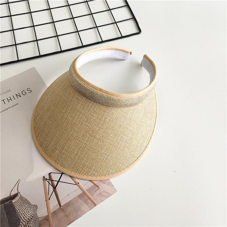 Women Summer Empty Top Visors Sun Hat Simple Solid Color Wide Brim Sunscreen Cap Female Outdoor Adjustable Travel Beach Hats