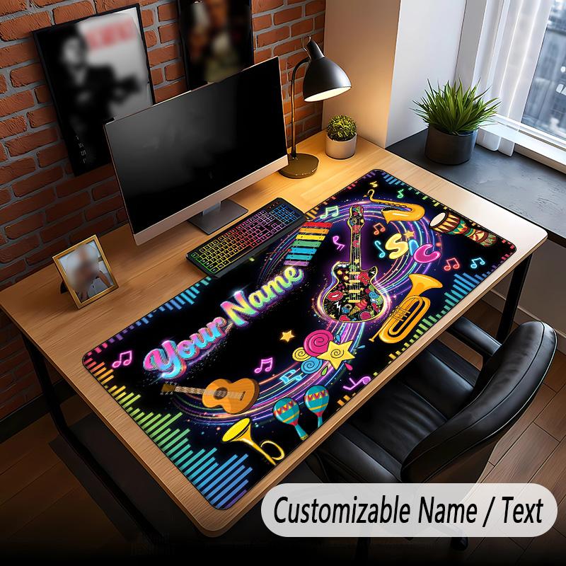Music General Theme Custom Mouse Pad Personalized With Name Text Customized Desk Mat For Office Home Decor