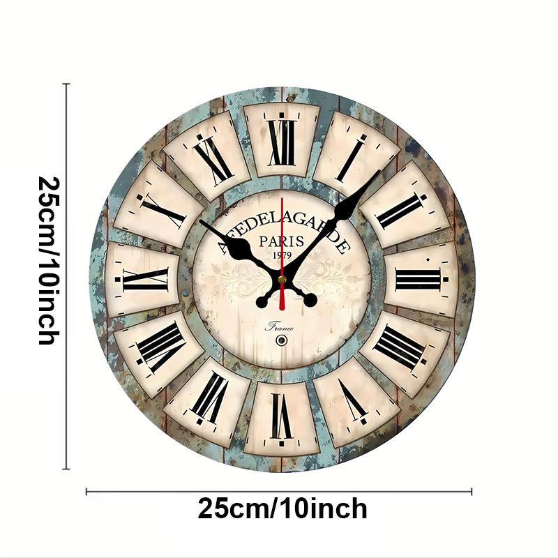 

Roman Numeral Wooden Round Silent Hanging Wall Clock, Suitable For Living Room, Office, Study Room, Bedroom, Home Decoration 10 inch