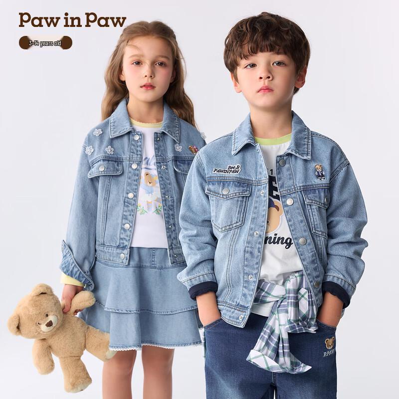 Джинсовая куртка PawinPaw для мальчиков с мультяшным медведем, свободный крой 120