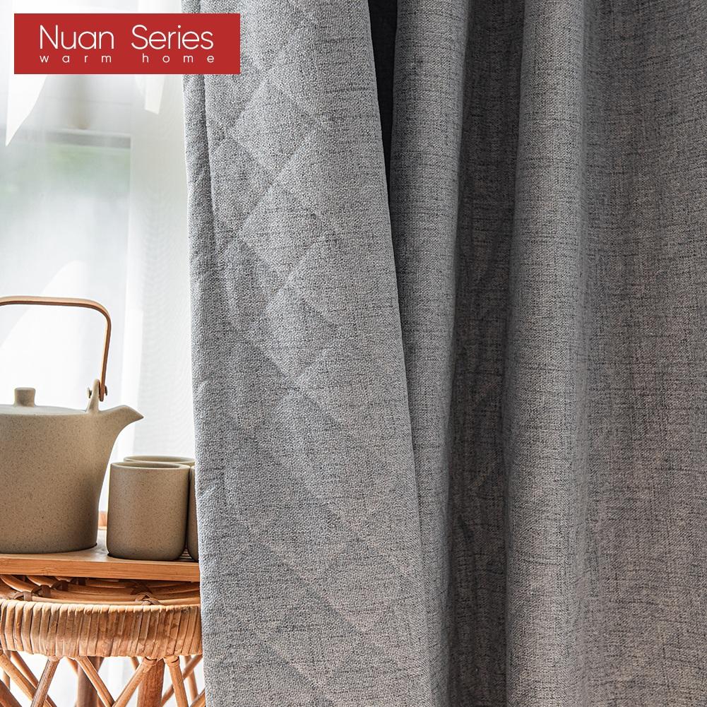 1 Stück Nuan Serie Minimalistischer Uni-Strukturierter Verdunkelungsvorhang, Geprägte Rautensteppung Dicke Vorhänge für Schlafzimmer Wohnzimmer Heimdekoration