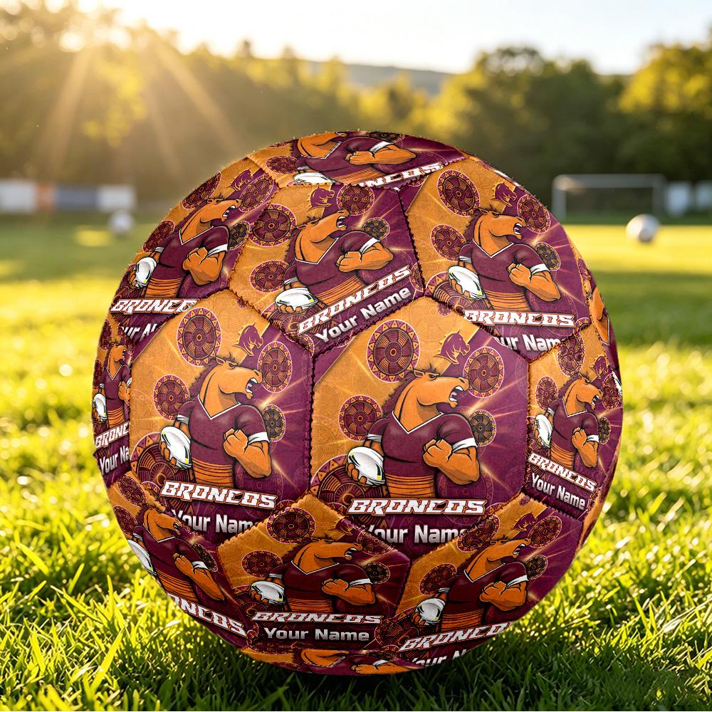 Brisbane Broncos Size 5 Football, Custom Name Text Personalized Soccer Ball Sport Training Gift