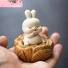 Chinese Yixing Purple Clay Tea Pet Lucky Rabbit Cabbage Model Ornaments Handmade Sculpture Tea Figurine Craft Tea Set Decoration
