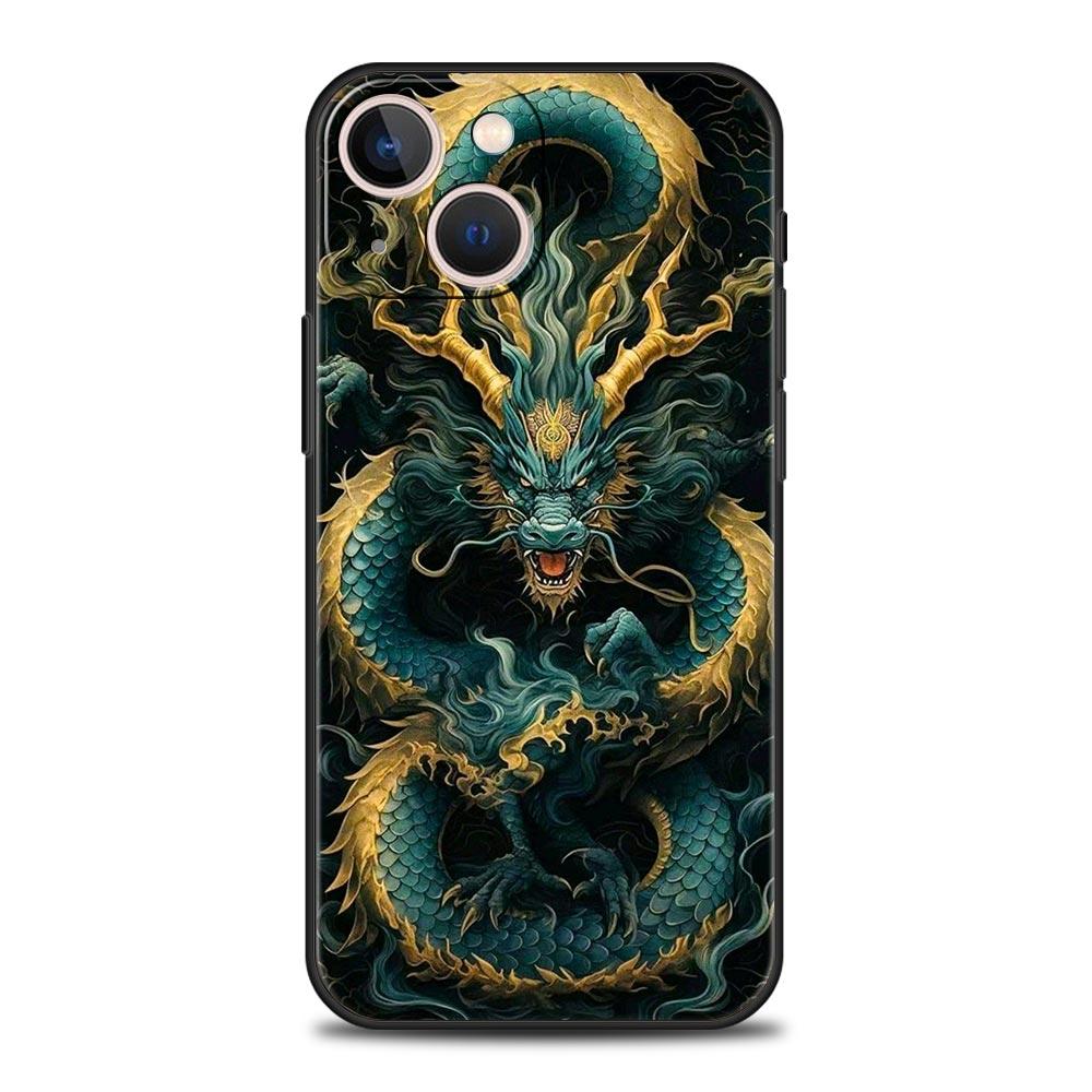 Chinoiserie Loong Flower Dragon Phone Case Cover for iPhone 17 16 15 14 13 12 Pro Max 11 Pro Max 17 AIR Plus Soft TPU Shell Bags