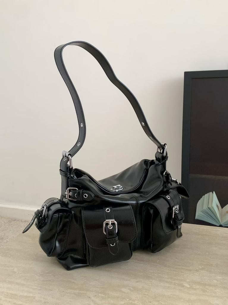 Fashion Shoulder Bag for Women Spice Girls Moto-styled Handbag Street Hip Hop Female Armpit bag Multi-pocket Designer big totes