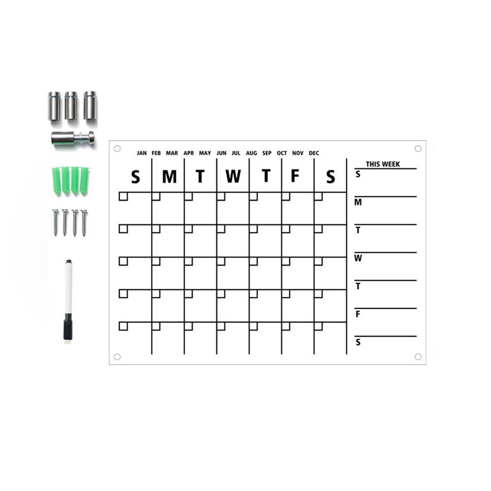 Personalized Weekly Planner Acrylic Wall Calendar For Wall  Personalized Board, Horizontal Wall Calendar, Monthly And Weekly Calendar, 10ml