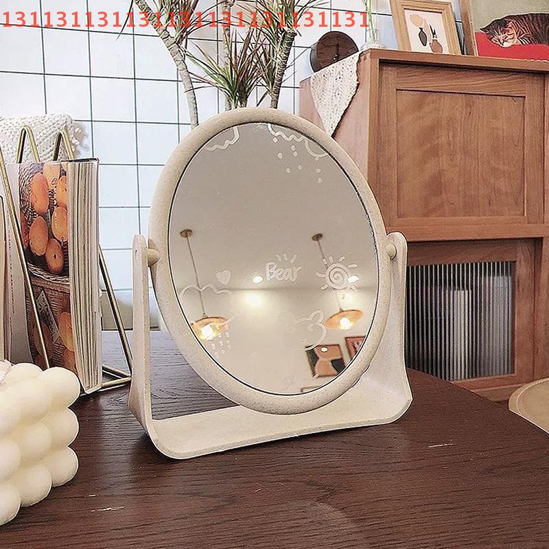 Portable with Stand Square Round Princess Mirror for Home Use Foldable Desktop Makeup Mirror Double Sided 360 Degree Rotating