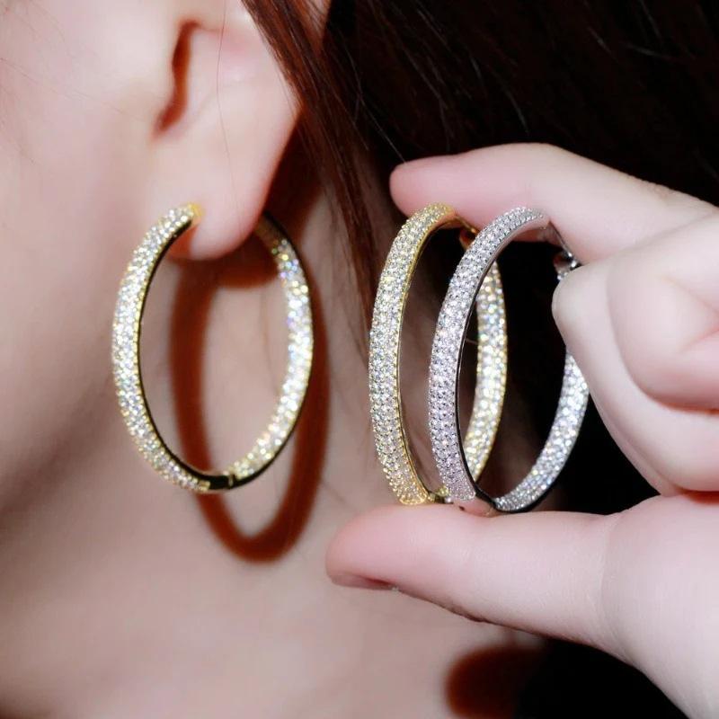 Exaggerated Full Diamond Earrings Women, Personalized Niche Elegant Jewelry, Fashionable Internet Celebrity Light Luxury Style