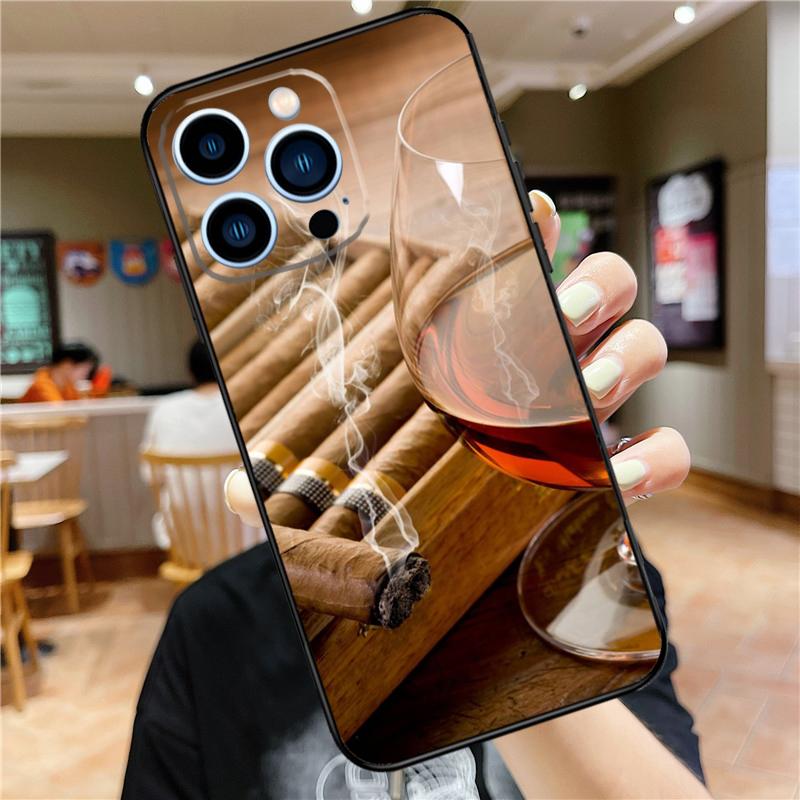 Smoking Cigar Case For iPhone 17 16 15 14 13 12 11 Pro Max Mini Plus 16e 17 Air Bumper Cover Accessories