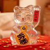 Cute Lucky Cat Piggy Bank Glass Clear Money Jar Mini Cartoon Golden Bean Storage Bottle for Living Room Office Decor