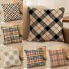 Classic Brown Plaid Cushion Cover Soft Plush DoubleSided Printed Sofa Pillow Cushion Cover  Cozy AllSeason Durable Decor Gift