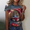 Camiseta de Mujer Animal Gato Lindo Estampada en 3D Camiseta Oversize Moda Verano Ropa Nueva para Mujer Y2k Tops Femeninos Camisetas de Chica