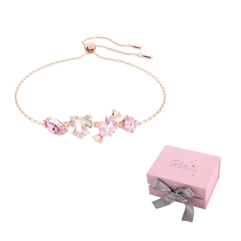 Swarovski Gema Crystal-embellished Bracelet F-Pink bow gift box