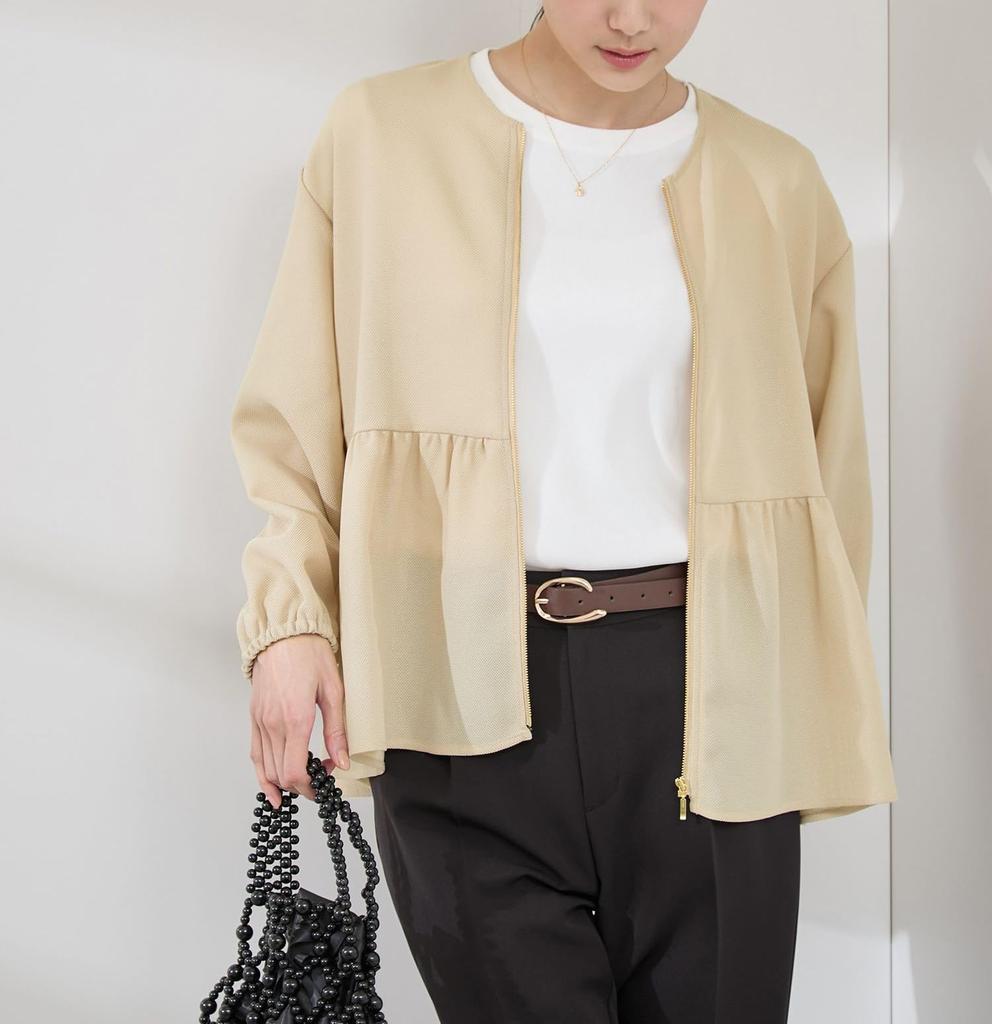 ROPE PICNIC Mesh Peplum Blouson Beige Women's GDL15010,