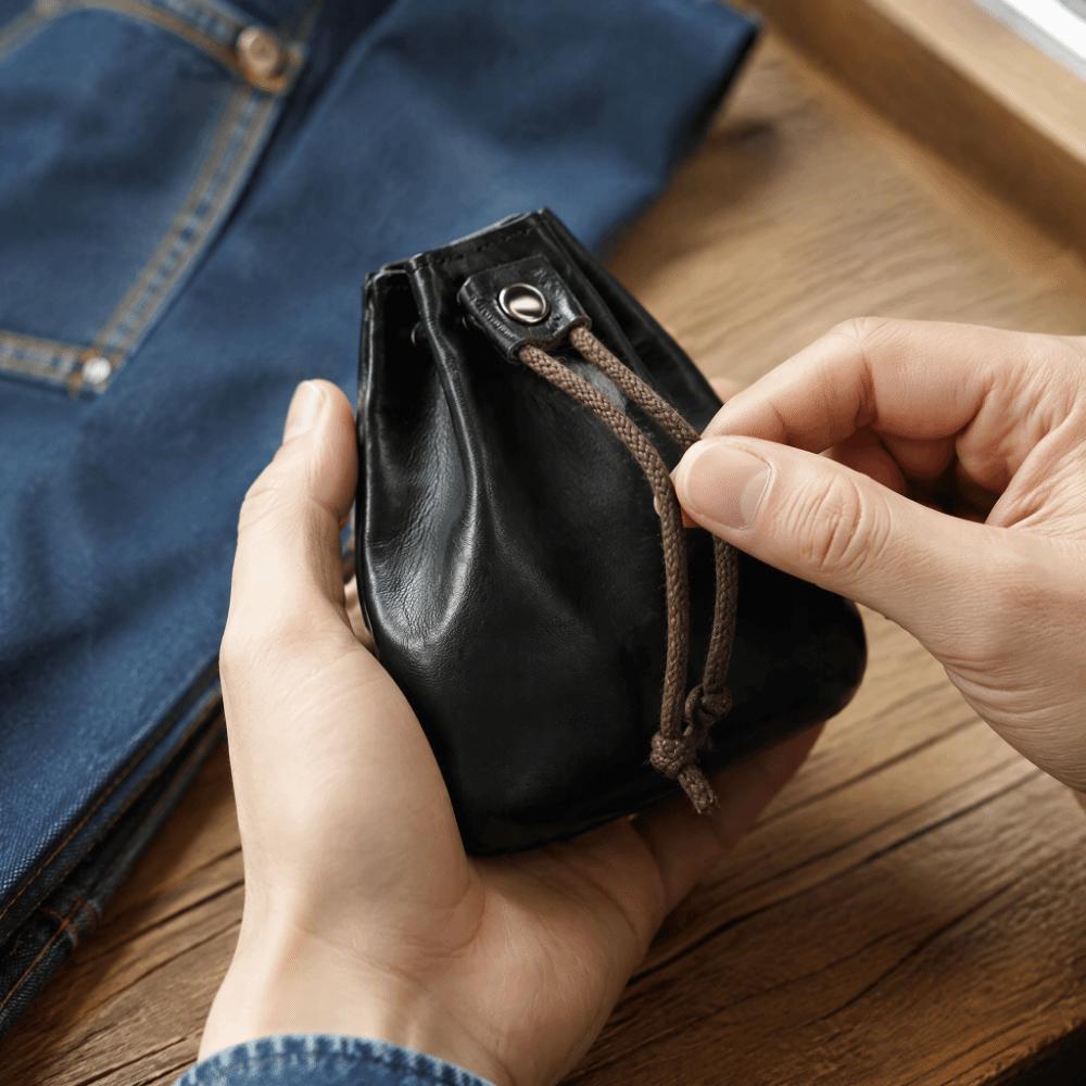 Mini-Münzbörse Echte Leder Mini-Geldbörse Hängebeutel Retro-Tasche Für Münzen