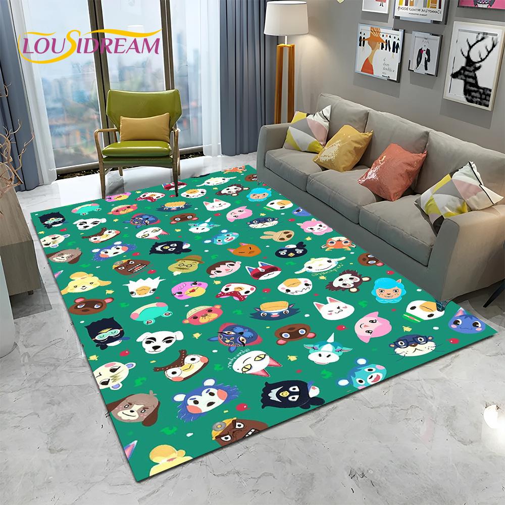 Cartoon Animal Crossing New Horizons Area Rug,Carpet Rug for Living Room Bedroom Sofa Doormat Decor,Kids Play Non-slip Floor Mat