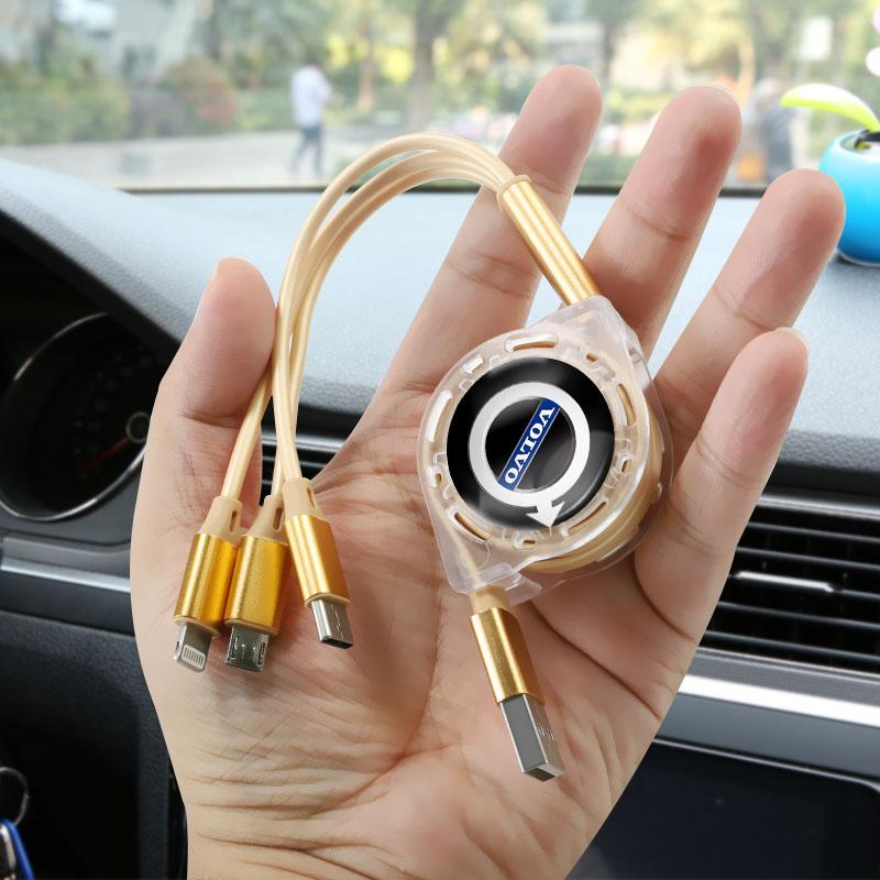 3-in-1 Micro-USB Typ-C Ladekabel für das Auto, Mehrfachladegerät für Volvo XC90 XC60 V50 S60 V70 V60 V40 S90 olestar AWD XC40 S80 T6 V90