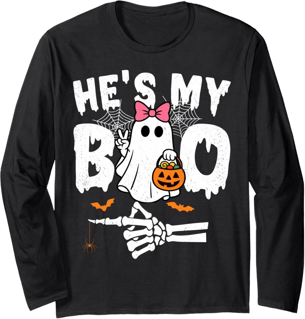 Shes My Boo Matching Couple Funny Halloween Costume Long Sleeve T-Shirt