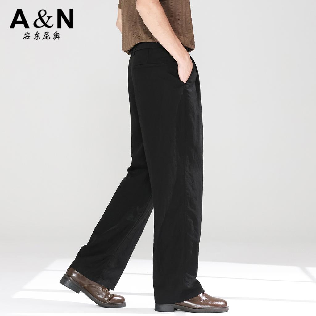[Lyocell&Linen] Men's Casual Pants Spring New Solid Color Straight Tube Breathable Sweating Commuter Pants