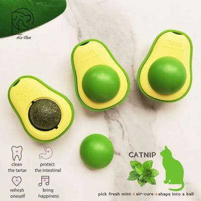 Avocado-Katzenminze-Wandball, Katzenspielzeug, Katzenminze, essbare Leckbälle, Snack, gesunde drehbare Leckereien, Spielzeug, Kätzchenzubehör, Zahnreinigung