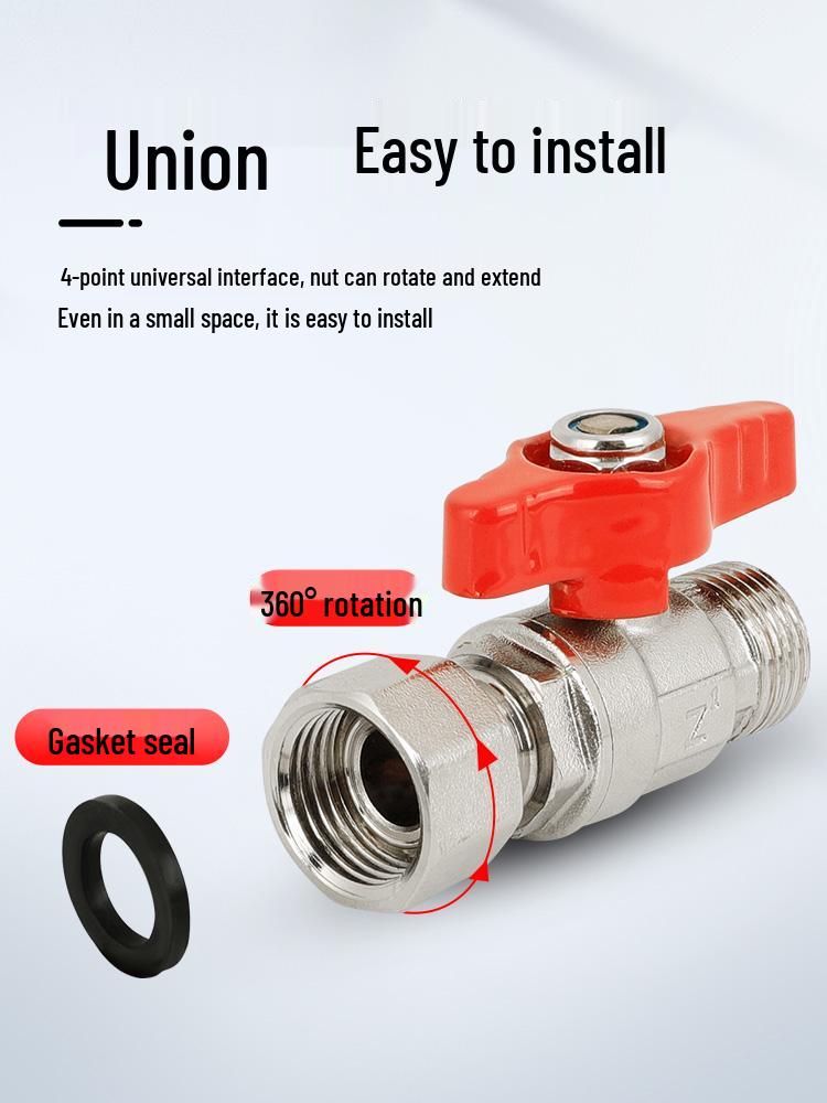 All-Copper DN15 Male & Female Threaded Union Ball Valve for Hot & Cold Water with Thickened Copper Ball Core