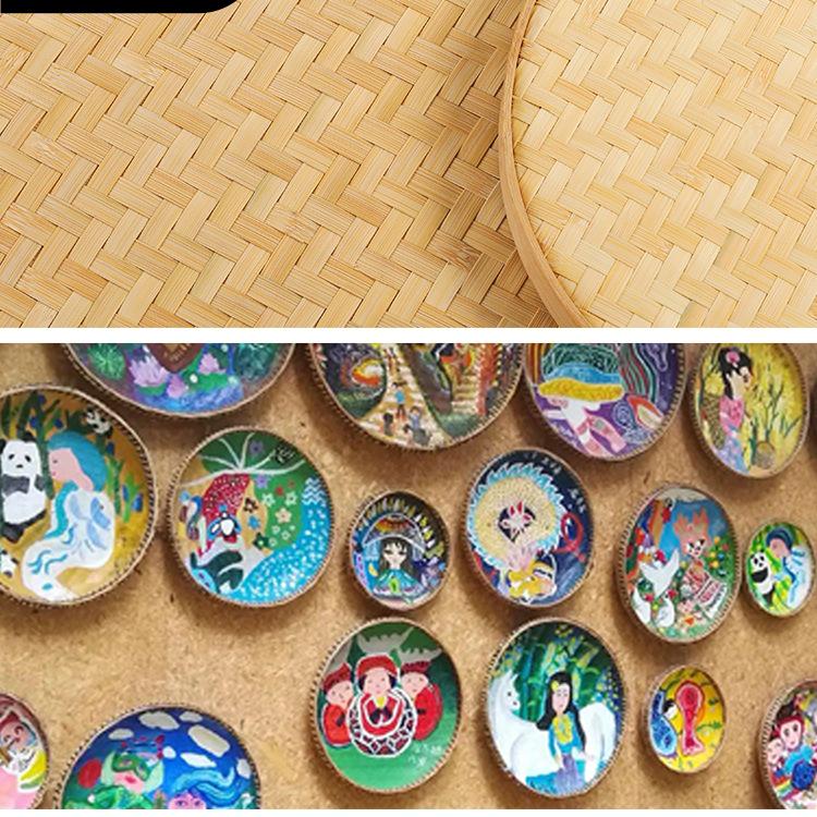 Round Bamboo Weaving Tray: Fine Mesh Sieve, Drying & Draining Basket, Decorative Sample Plate