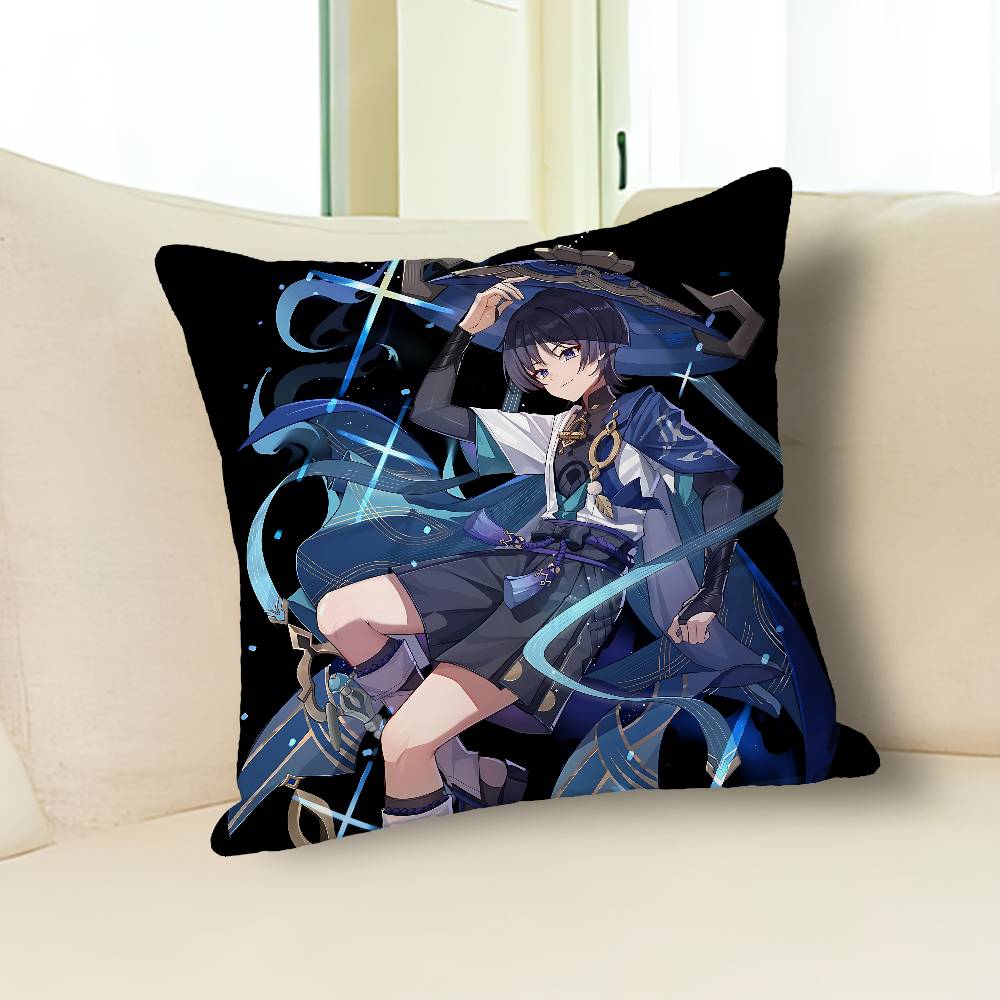 G-Genshin Impact Wanderer Anime Celebrity Merchandise All-Match Printed Pillow Case Sofa Car Office Room Decoration Protector