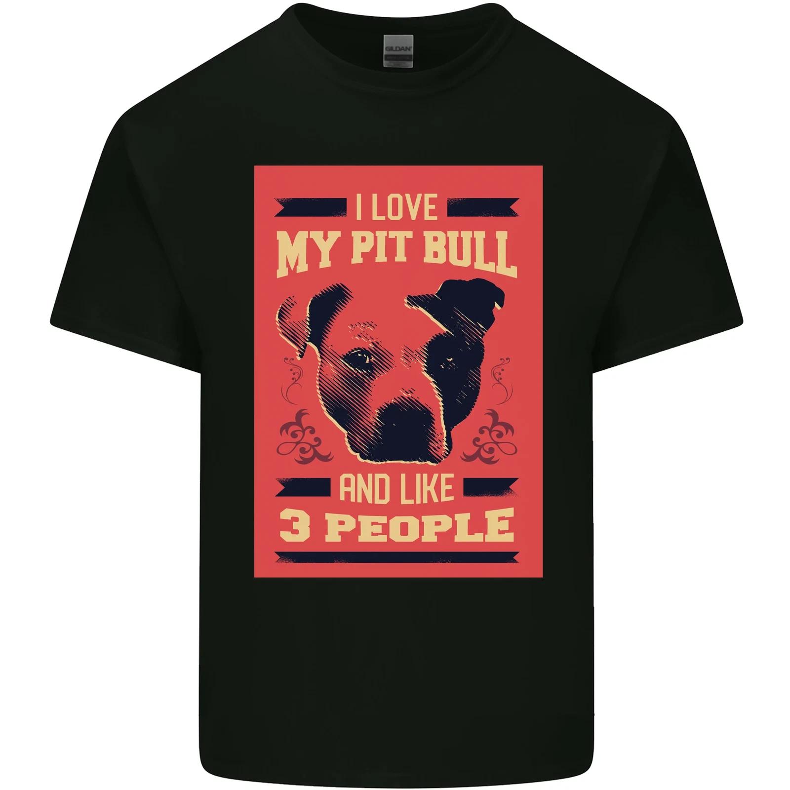 I Love My Pitbull & 3 People Funny Kids T-Shirt Childrens L