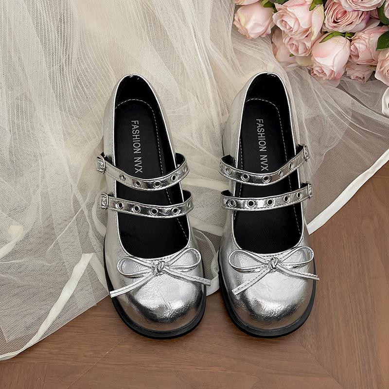 Fashion Street Style Women Mary Jane Shoes Ladies Concise Outdoor Butterfly-knot Pumps Spring Autumn Women's Dress Leather Shoes