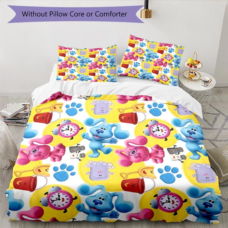 3pcs Blue's Clues Bedding Set Duvet Cover Closure Includes 1 Duvet Cover & 2 Pillowcases, Soft and Comfortable for All Seasons.