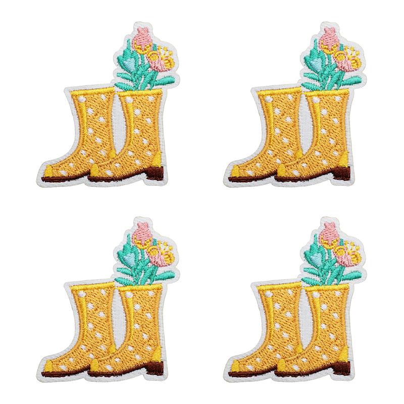 10pcs Lots Colorful Cartoon Embroidery Patches Rain Boot Pot Plant Iron On Patches For Clothing Morning Glory Patch On Clothes