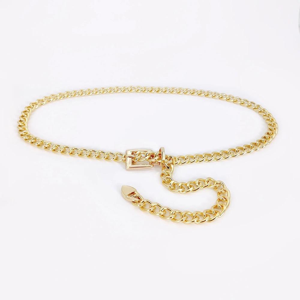 Adjustable Waist Chain Gold Silver Waistband Fashion Metal Chain Belts золотой