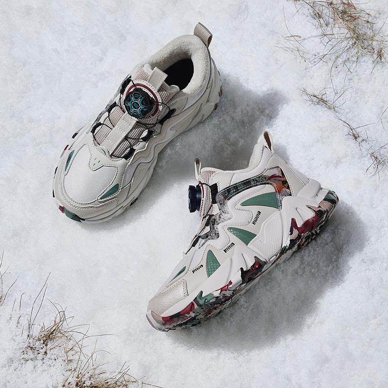 Anta Childrens Summit Thickened Warm Non-Slip Durable Lightweight Shock Absorbing Mid-Top Casual Shoes Kids Casual Shoes Gray A12446917-2