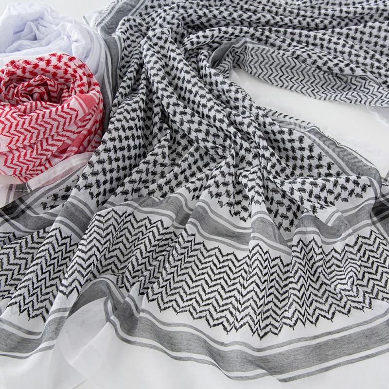 Black White Men Woven Kuffiyeh Arab Kafiya Shemagh Keffiyeh Middle Eastern Scarf Wrap Jacquard Traditional Headwrap