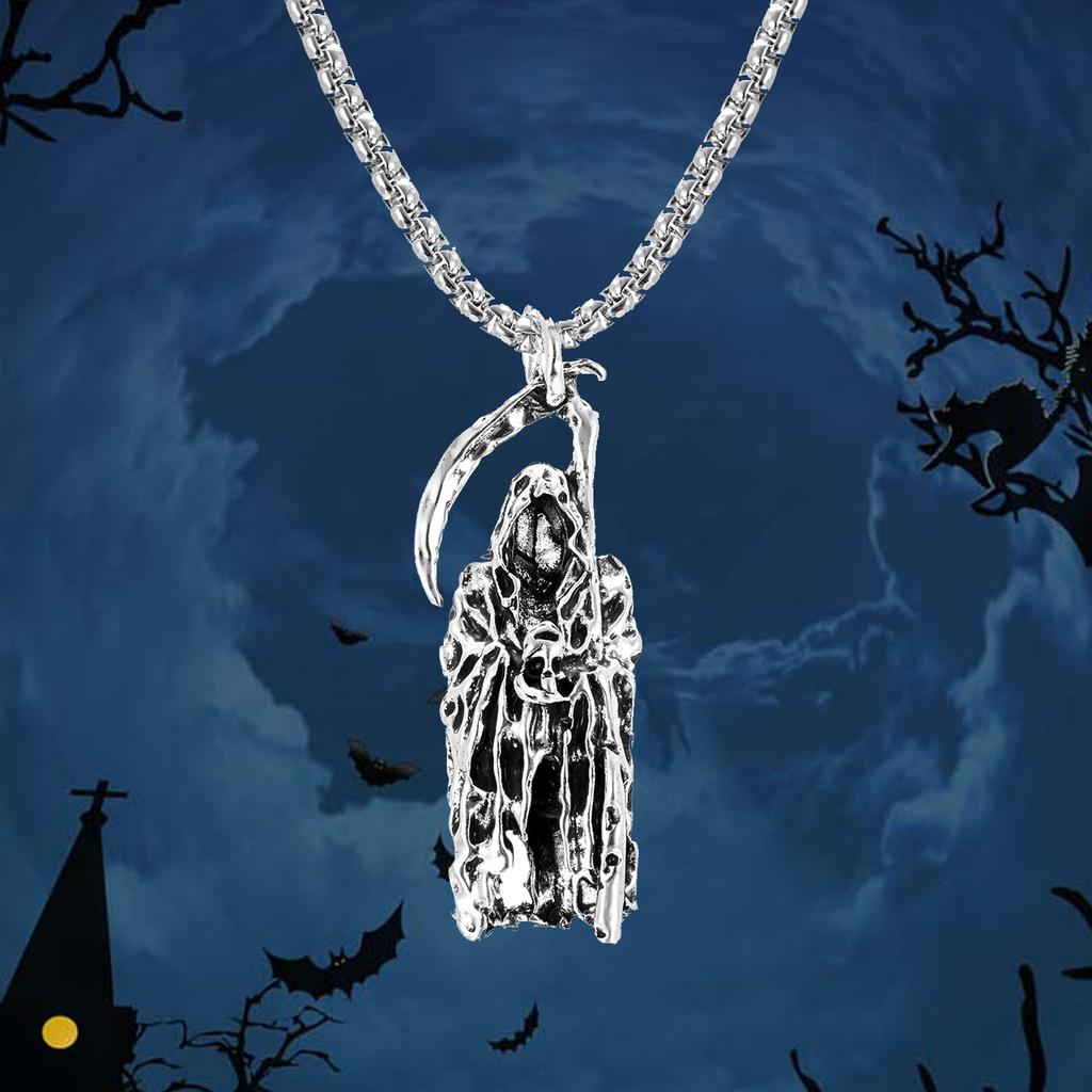 New Dark Wind Halloween Skull Necklace Punk Wind Halloween Death Sickle Necklace Spot.