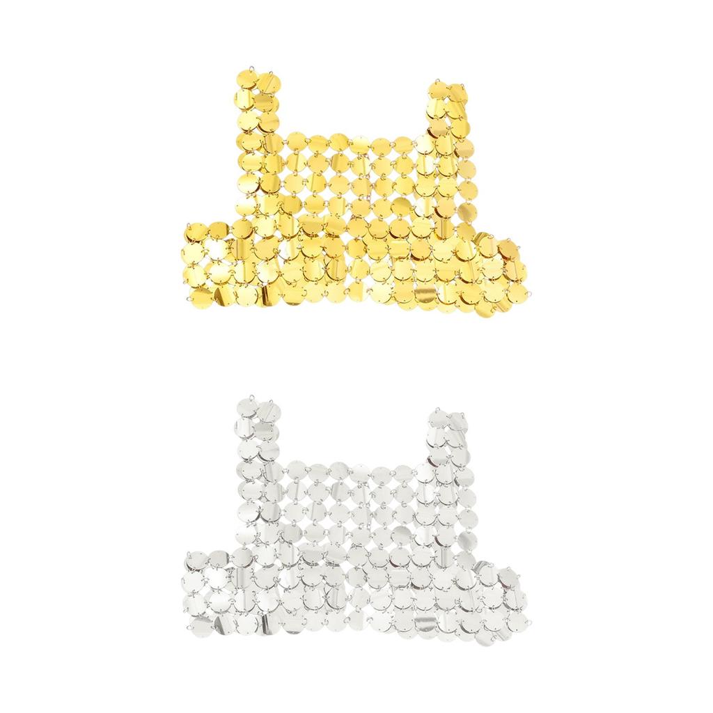 Fashion Sequin Tops Body Jewelry Sparkly Rave Outfit Costume Accessories Hollow Out Backless Girls