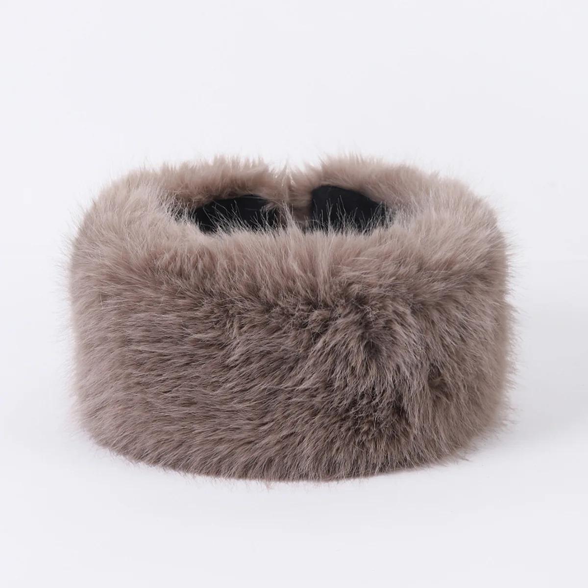 

Bonnets for Women Beanies Winter Lmitation Fur Thickened Hat Without Top Hat Breathable Comfortable Outdoor Travel Brimless Hat One Size