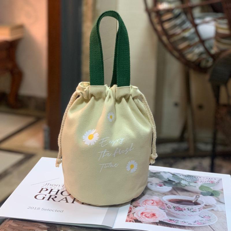 New Canvas Bundle Portable Tote Bag Thermos Cup Braised Cup Protective Bag Thermal Insulation Bucket Bag Handheld Mom Bag