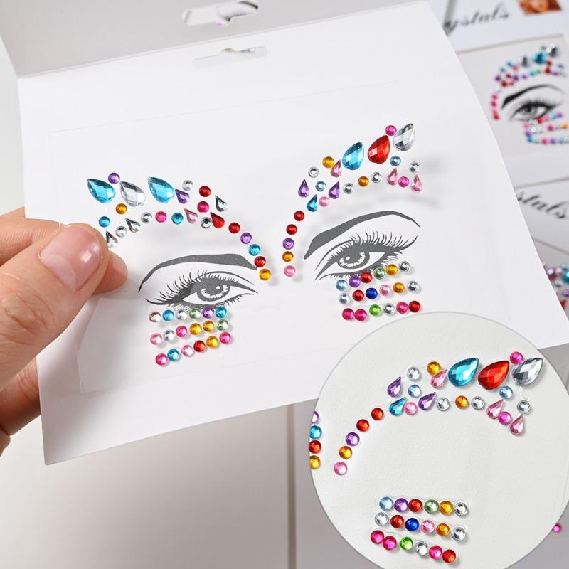 Europe Masquerade Face Stickers Safe Acrylic Drill Adults Children Facial Decoration Adhesive Stickers Party Dance Supplies