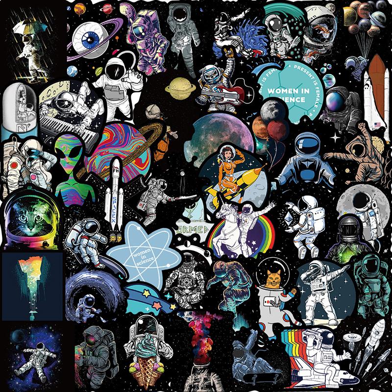 50Pcs Outer Space Astronaut Graffiti Sticker Car Guitar Suitcase Notebook Decal