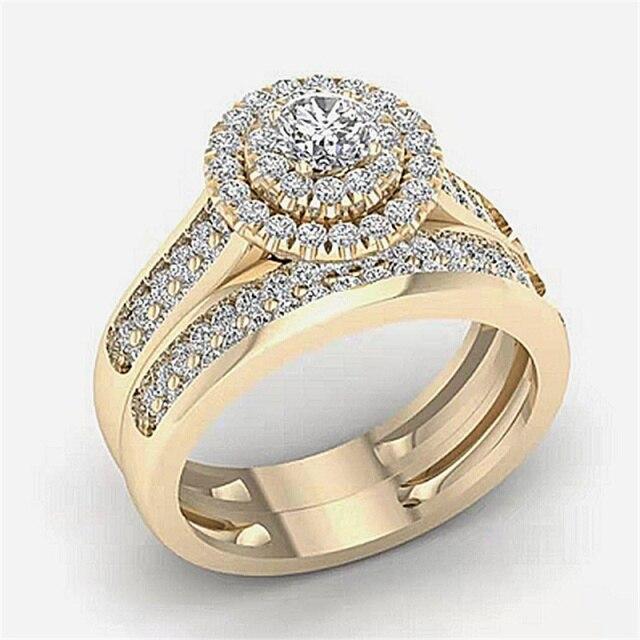 Luxury Wedding Engagement Lover Rings Geometric AAA Cubic Zircon Crystal Rings for Couples Ladies Men