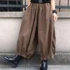 Women Bloomer Elastic High Waist Wide Leg Trousers with Pockets Solid Color Loose Fit Casual Pants Work Travel Daily Wear