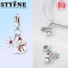 Copper Christmas Series Snowman Snowflake House Charms Beads Pendant For Original Bracelet Woman Girl Jewelry