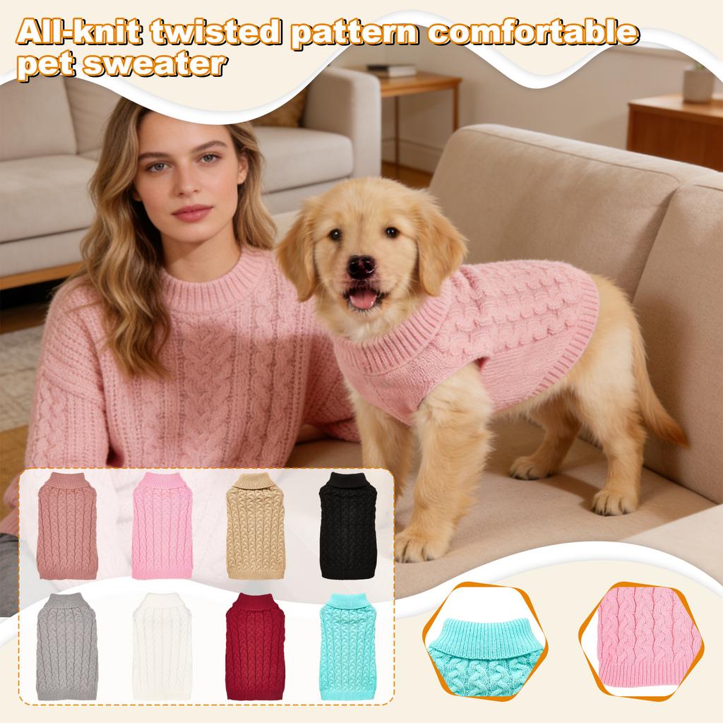 Zwei Fuß Lässig Elastisch Einfarbige Multi- Vollzopfmuster Bequem Teddy Bichon Hundepullover