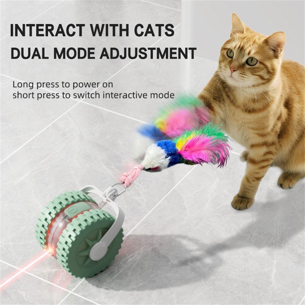 With Mouse Tail Automatic Cat Ball Toy Silent Rolling Interactive Cat Teaser Ball  Pet Supplies