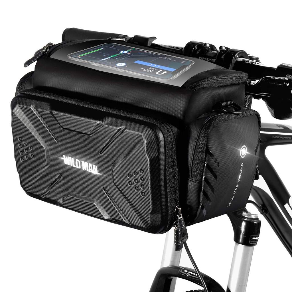 WILD MAN 4L Rainproof Bicycle Handlebar Storage Bag with Touchscreen for Mountain Road Folding and Scooter MTB, Bike, Bicycle, (GS6)