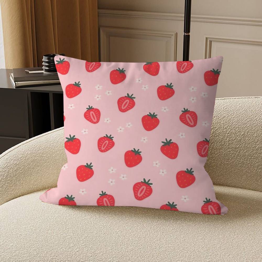 Cute Strawberry Maple Design Cushion Cover Happy Autumn Harvest Decor Holiday Decorati Pillow Cover