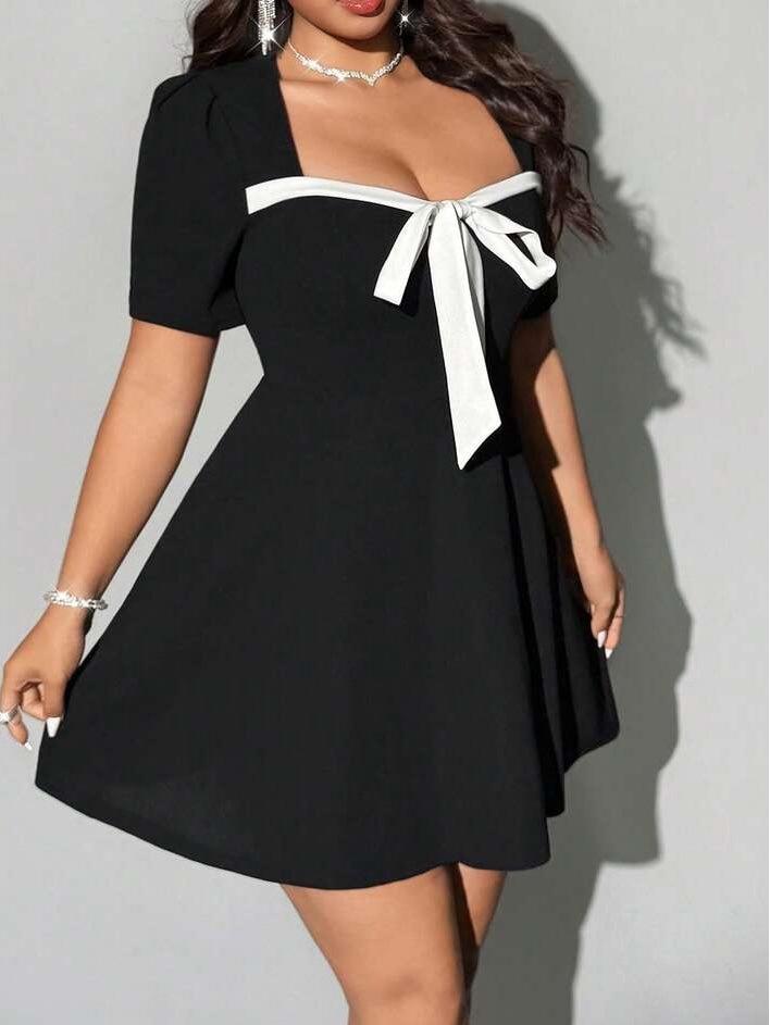 Europäisches & Amerikanisches Sommer Sexy Taillenbetontes Kleid mit Schleifen-Detail